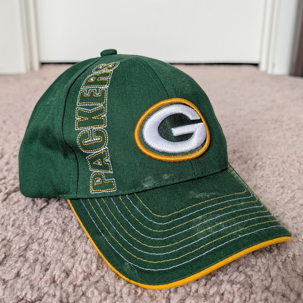 Reebok NFL Apparel Green Bay Packers Green Gold Adjustable Hat Cap OS